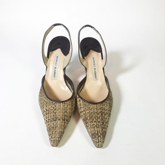 Manolo Blahnik Woven CAROLYNE Slingback Size 40.5 - Picture 3 of 7